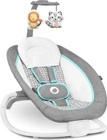 Lionelo - Dziecięcy wibrujący bujaczek z melodią PASCAL 2xAA szary/turkusowy