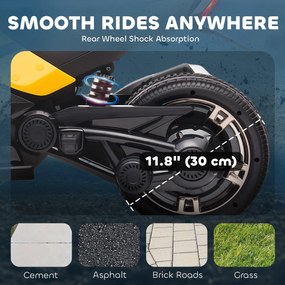 AIYAPLAY Elektryczny pojazd dla dzieci, odwrócony design trójkołowca, zasilanie bateryjne, odtwarzacz MP3, klakson, 2 prędkości, światła LED, 3-8 lat, Żółty