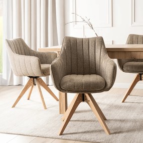 Krzesło Tapicerowane Obrotowe do Salonu LEMON Beżowe Nowoczesne Skandynawskie