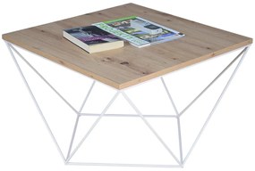 Druciany stolik kawowy dąb artisan + biały - Mokita 4X