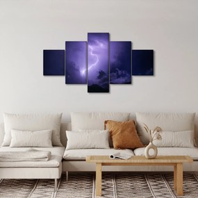 Obraz - fioletowe niebo i błyskawica (125x70 cm)