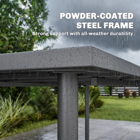 Outsunny Stół ogrodowy 165 x 80 cm dla 6 osób z metalowym blatem, stalowa rama, prostokątny | Aosom PL
