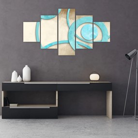 Obraz - Niebieskie koła na akwareli (125x70 cm)