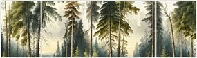 Obraz - Krajobraz lasów w stylu vintage (170x50 cm)