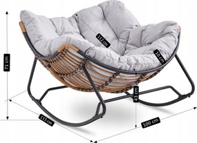 Bujany fotel ogrodowy z poduszką Elton, szary