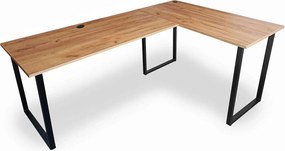 Industrialne duże narożne biurko 120x180x60 dąb craft złoty M7-N06