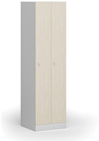 Szafka ubraniowa wąska, 2-drzwiowa, 1850 x 500 x 500 mm, zamek cylindryczny, drzwi laminowane, brzoza