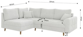 Biały narożnik z materiału bouclé (lewostronny/w kształcie litery L) Ariella – Ropez