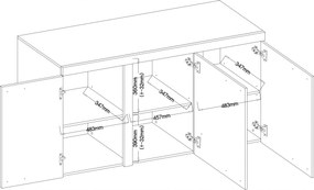 Komoda do salonu Luiza 3F - 149 cm - beton jasny - Wyprzedaż