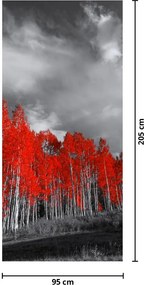 Fototapeta na drzwi - Czerwone drzewa (95x205cm)