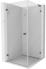 Mexen Lunar-B L kabina prysznicowa uchylna lewa 90 x 90 cm, transparent, gun gray szczotkowany - 832L-090-090-66-00-L