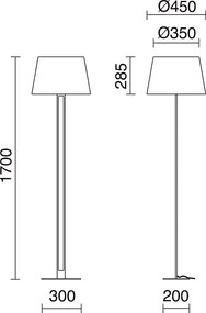 CLASSICAL lampa pod?ogowa styl klasyczny - W170 cm - w?./wy?. - stal i z?oto - klosz Ø45 cm - czarny - E27 Max. 60W-IP20