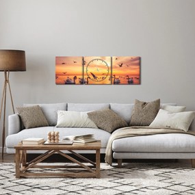 Obraz - Łabędzie (z zegarem) (90x30 cm)