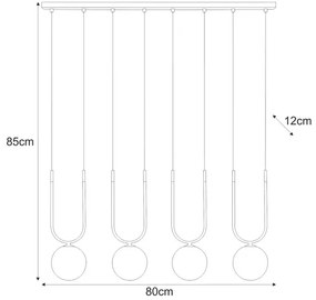 Czteropunktowa lampa wisząca beżowo-czarna P4-S70