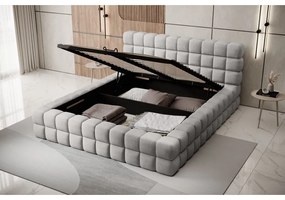 Szare tapicerowane łóżko dwuosobowe ze schowkiem ze stelażem 140x200 cm Dizzle – ELTAP