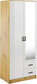 Szafa uchylna z lustrem dąb artisan + biały A9-C04