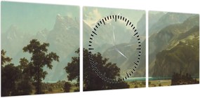 Obraz - Albert Bierstadt, Lake Lucerne, reprodukcje (z zegarem) (90x30 cm)