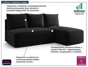 Czarna rozkładana sofa narożna z funkcją spania C6-A00