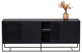 Czarna niska komoda w dekorze dębu 188x75 cm Ende – Woodman