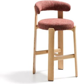 Hoker z litego drewna jesionowego w ceglasto-naturalnym kolorze (wysokość siedziska 75 cm) Granite – Kave Home