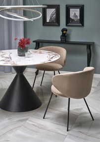 Krzesło do jadalni tapicerowane beżowy mat welur K587