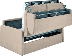 Kanapa 4-osobowa z ekspresowym mechanizmem rozkładania z tkaniny CALIFE - Kolor: beżowy - Wymiary miejsca do spania: 160 cm - Materac 22 cm z pamięcią kształtu