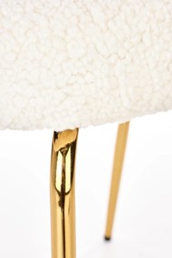 Krzesło, bouclé kremowe, K474 złoty stelaż, nowoczesne, eleganckie,
