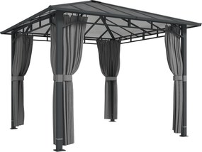 Outsunny Altana ogrodowa 3 x 3 m Metalowa altana z dachem z poliwęglanu 6 mm, UV50+, ciemnoszara | Aosom PL