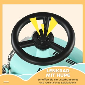 AIYAPLAY Auto dla Dzieci, Vintage'owy Design, Ukryty Schowek, Zabezpieczenie Przed Przechyleniem, Klakson, 12-36 Miesięcy, Zielony
