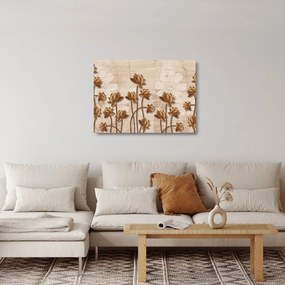 Obraz na szkle abstrakcji kwiatowej - brązowy (70x50 cm)