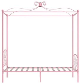 Różowe metalowe łóżko pojedyncze 90x200 cm - Ifrexi