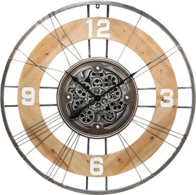 Duży Cichy Zegar Ścienny Metalowo-Drewniany D 90 cm Wielokolorowy