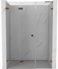 Mexen Lunar-F L drzwi prysznicowe składane lewe 140 cm, transparent, różowe złoto - 836SL-140-050-60-00-L