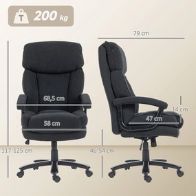 HOMCOM Fotel kierowniczy Ergonomiczny fotel biurowy do 200 kg o lnianym wyglądzie, wysokie oparcie, | Aosom PL