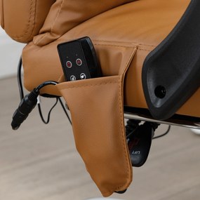 Vinsetto Fotel biurowy z masażem ergonomiczny regulowany jasnobrązowy wygodny do pracy | Aosom PL