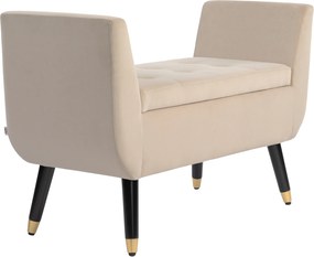 HOMCOM Tapicerowana ławka welurowa z podłokietnikami i miejscem do przechowywania beżowa 107x42x65 cm | Aosom PL