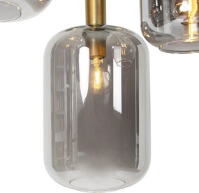 Lampa wisząca czarna ze złotem z dymionym szkłem 5-światłowa - Zuzanna