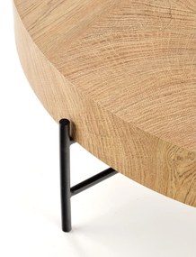 Stolik kawowy okrągły Liviano 80 cm z metalowymi nogami - dąb naturalny / czarny