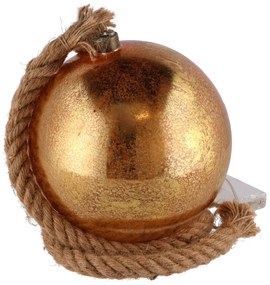 Dekoracja świąteczna LED z liną jutową w kolorze złotym, średnica 12 cm