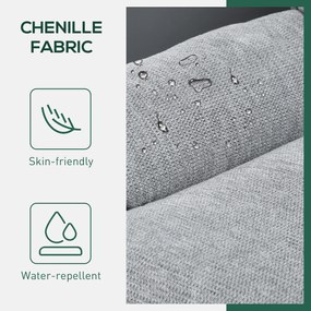 HOMCOM Fotel Obrotowy, Obrot o 360 stopni, Tkanina Chenille, Zintegrowane Podłokietniki, Nogi ze Stali, Szary, Czarny