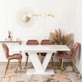 Stół Prostokątny Rozkładany CLARK 120-160 cm Biały Połysk Glamour