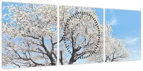 Obraz drzew (z zegarem) (90x30 cm)