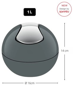 Ciemnoszary plastikowy kosz na śmieci 1 l Bowl – Spirella