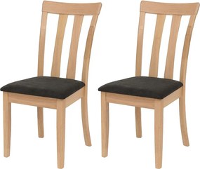Krzesło do jadalni MCW-G46 (zestaw 2 szt.),  naturalny kolor stelaża, czarny