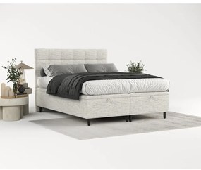 Jasnoszare tapicerowane łóżko dwuosobowe ze schowkiem 160x200 cm Senses – Maison de Rêve