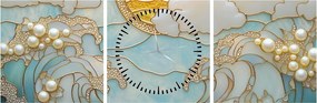 Obraz - 3D perły w oceanie (z zegarem) (90x30 cm)