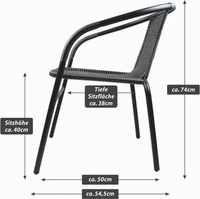 Zestaw krzeseł ogrodowych bistro, szare, 4 szt