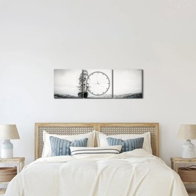 Obraz - Statek płynący po oceanie (z zegarem) (90x30 cm)