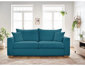 Niebieska sztruksowa rozkładana sofa 225 cm Augustin – Bobochic Paris