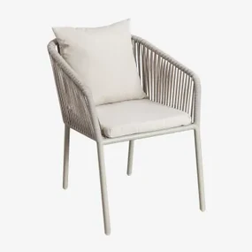 Krzesło Ogrodowe Arhiza Classic Z Aluminiowymi Podłokietnikami I Plecioną Liną Awokado - Sklum
